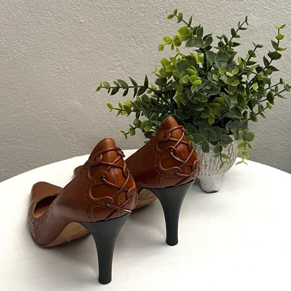 Giuseppe Zanotti VICINI Leather Stiletto Heels Womens Sz 6.5 Tan Luxury Designer - Picture 5 of 16